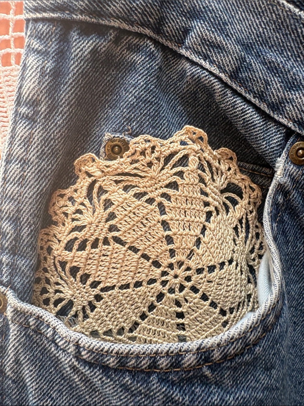 Good Ghost Upcycled Wrangler Jeans Sz Lg - Picture 4 of 11